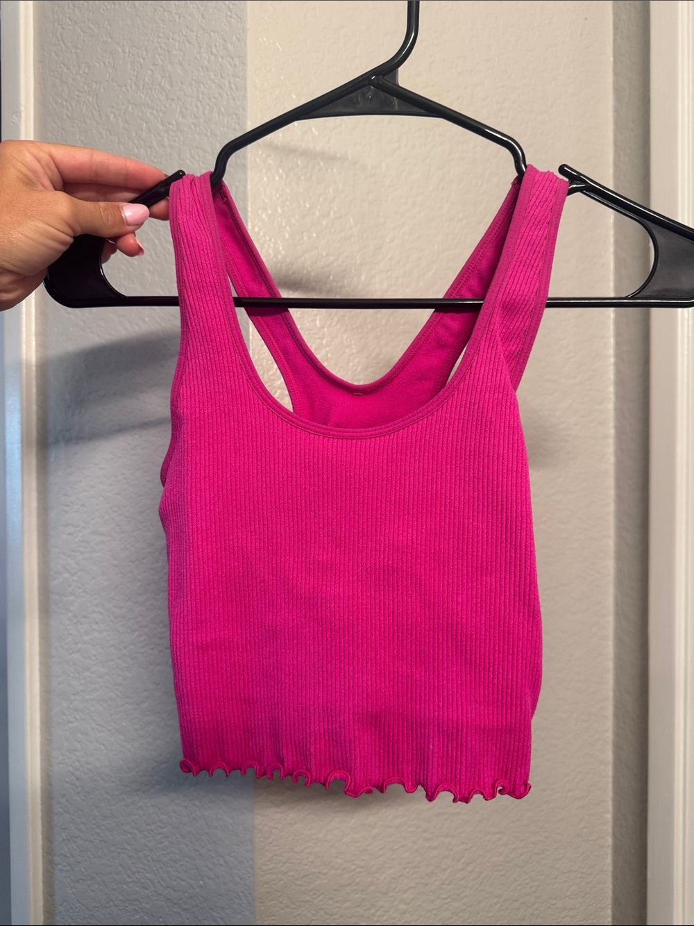 Yogalicious Ribbed Crop Tank Top - Fuchsia Pink